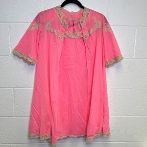 Pink and Tan Lace Trim Night Dress & Robe